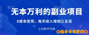 无本万利的副业项目,0成本变现,每天收入增加三五百-流年日记