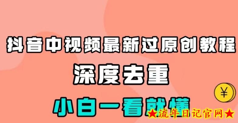 抖音中视频最新过原创教程，深度去重，小白一看就懂【揭秘】-流年日记