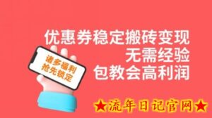 优惠券稳定搬砖变现,无需经验,包教会,高利润-流年日记