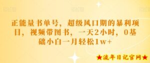 正能量书单号,超级风口期的暴利项目,视频带图书,一天2小时,0基础小白一月轻松1w+-流年日记