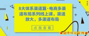 8大体系渠道篇·电商多渠道布局系列线上课，渠道放大，多渠道布局-流年日记