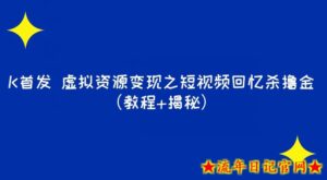 K首发虚拟资源变现之短视频回忆杀撸金(教程+揭秘)-流年日记