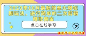 2023年10月最新简单火爆短剧玩法,进行简单的二次剪辑赚取佣金-流年日记