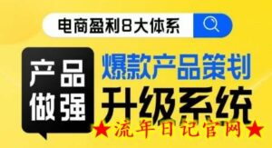 电商盈利8大体系 ·产品做强爆款产品策划系统升级线上课,全盘布局更能实现利润突破-流年日记