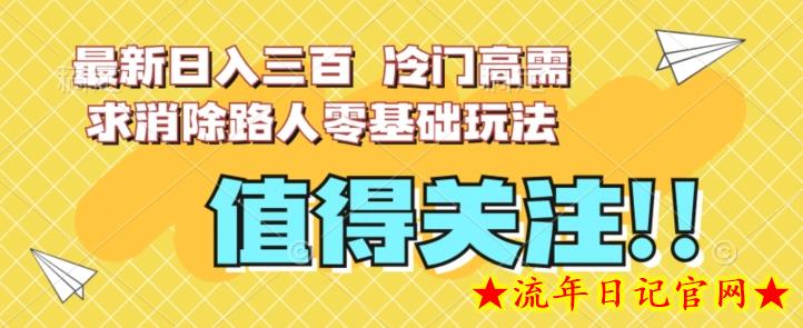 最新日入三百，冷门高需求消除路人零基础玩法【揭秘】-流年日记