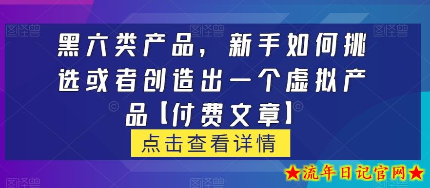 黑六类虚拟产品，新手如何挑选或者创造出一个虚拟产品【付费文章】-流年日记