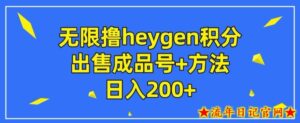 无限撸heygen积分,出售成品号+方法日入200+-流年日记