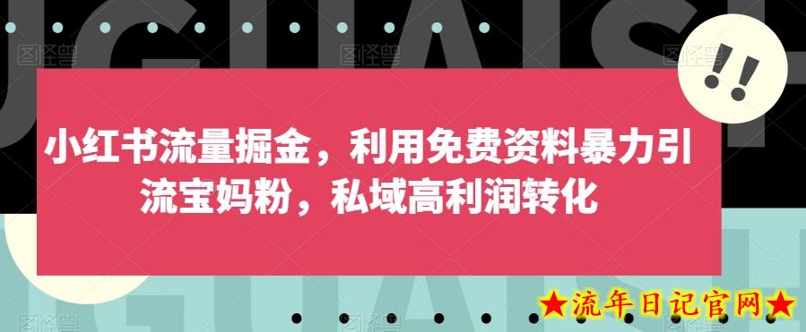 小红书流量掘金，利用免费资料暴力引流宝妈粉，私域高利润转化【揭秘】-流年日记