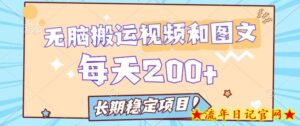 无脑搬运视频和图片长期稳定项目,每天收入增加一两百-流年日记