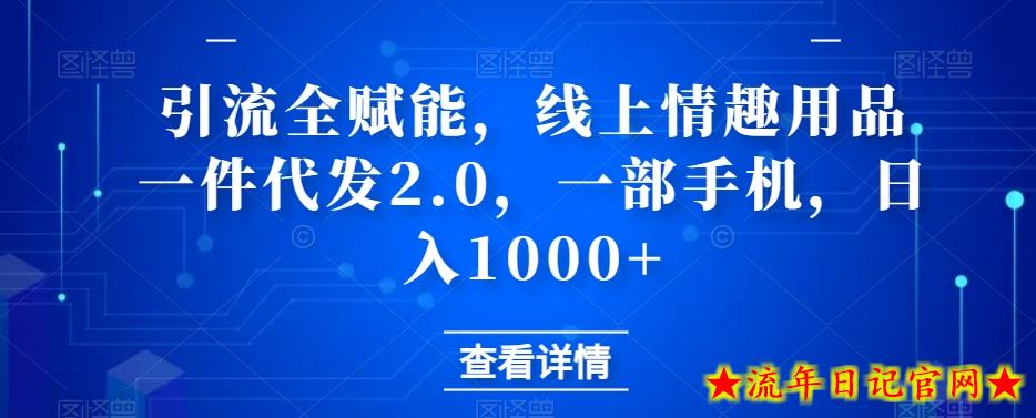 引流全赋能，线上情趣用品一件代发2.0，一部手机，日入1000+-流年日记