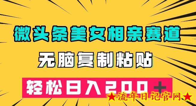 微头条冷门美女相亲赛道，无脑复制粘贴，轻松日入200＋【揭秘】-流年日记