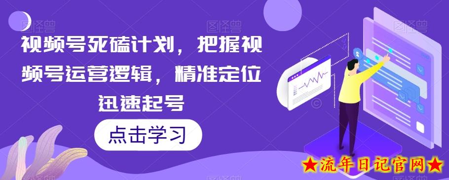 视频号死磕计划，把握视频号运营逻辑，精准定位迅速起号-流年日记