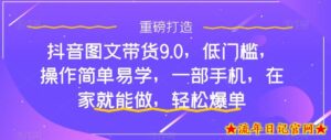 抖音图文带货9.0,低门槛,操作简单易学,一部手机,在家就能做,轻松爆单-流年日记