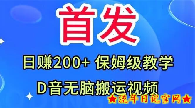 首发，抖音无脑搬运视频，日赚200+保姆级教学【揭秘】-流年日记