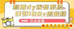 利用dy获客系统，精准引流创业粉、减肥粉-流年日记