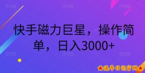 快手磁力巨星,操作简单,日入3000+-流年日记