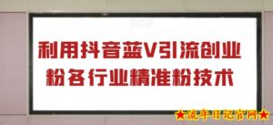 利用抖音蓝V引流创业粉各行业精准粉技术-流年日记