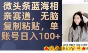微头条蓝海相亲赛道,无脑复制粘贴,单账号日入100+-流年日记