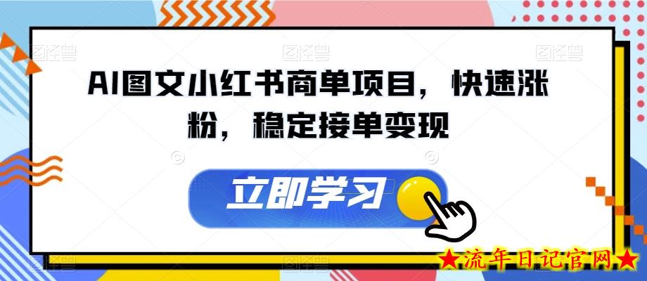 AI图文小红书商单项目，快速涨粉，稳定接单变现【揭秘】-流年日记