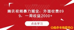 腾讯视频暴力掘金,外面收费899,一周收益2000+【揭秘】-流年日记