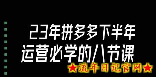 大牙·23年下半年拼多多运营必学的八节课（18节完整）-流年日记