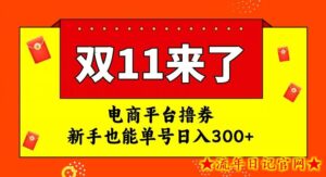电商平台撸券，双十一红利期，新手也能单号日入300+【揭秘】-流年日记