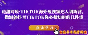 道甜跨境·TIKTOK海外短视频达人训练营,做海外抖音TIKTOK你必须知道的几件事-流年日记