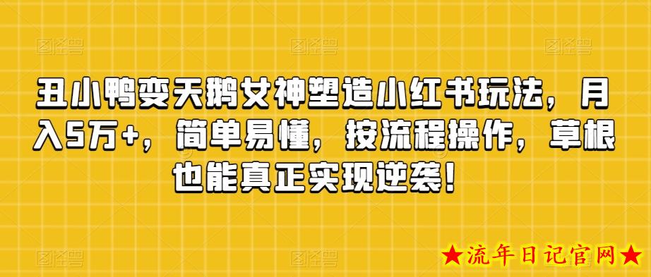 丑小鸭变天鹅女神塑造小红书玩法，月入5万+，简单易懂，按流程操作，草根也能真正实现逆袭！-流年日记