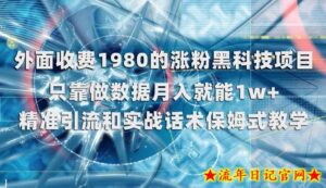 外面收费1980的涨粉黑科技项目,只靠做数据月入就能1w+【揭秘】-流年日记
