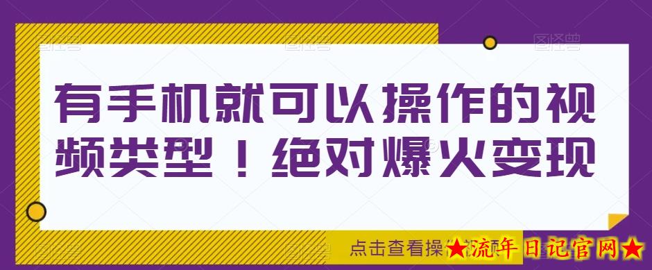 有手机就可以操作的视频类型！绝对爆火变现-流年日记