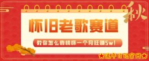 全新蓝海,怀旧老歌赛道,教你怎么靠情怀一个月狂赚5w!-流年日记