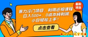 暴力冷门项目,利用近视课程,日入500+,0成本纯利润,小白轻松上手!-流年日记