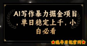 AI写作暴力掘金项目，单日稳定上千，小白必看-流年日记