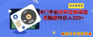 冷门手机铃声定制项目,通过信息差无脑操作日入300+-流年日记