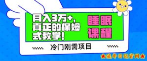 冷门刚需项目,科学睡眠课程,月入3万+,真正的保姆式教学!-流年日记