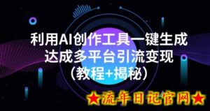 利用AI创作工具一键生成多平台引流变现(教程+揭秘)-流年日记