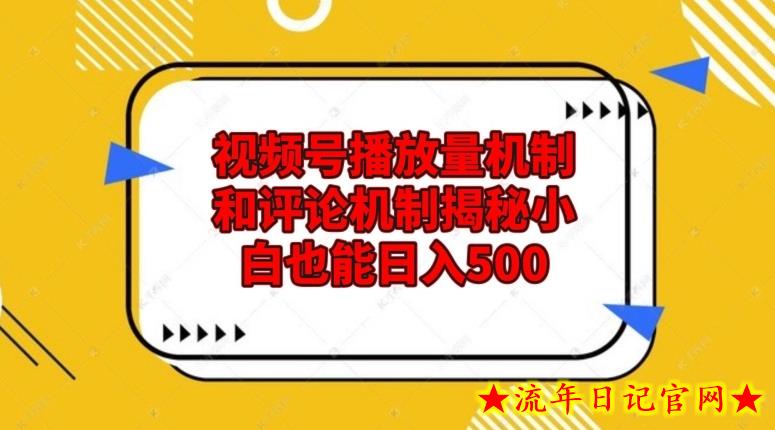 视频号播放量机制和评论机制揭秘小白也能日入500-流年日记