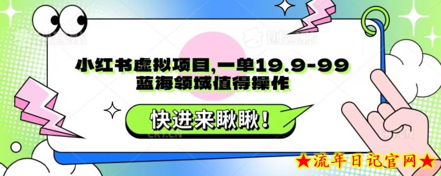 小红书虚拟项目，一单19.9-99，蓝海领域值得操作-流年日记