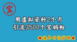 宝哥虚拟资料项目,2个月引流3500个宝妈粉-流年日记
