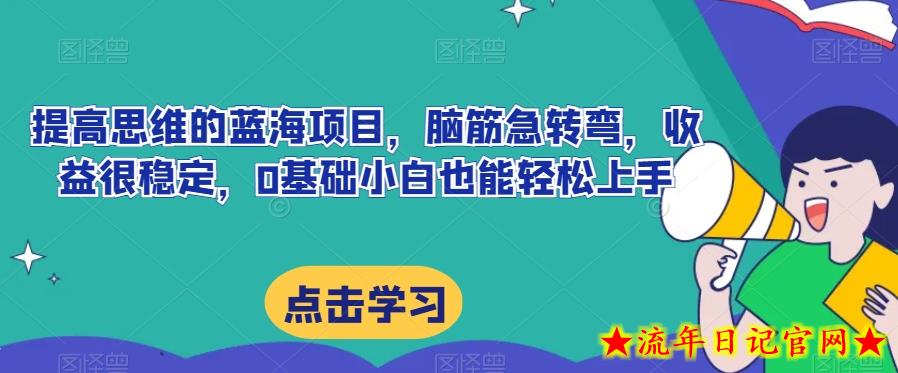 提高思维的蓝海项目，脑筋急转弯，收益很稳定，0基础小白也能轻松上手-流年日记