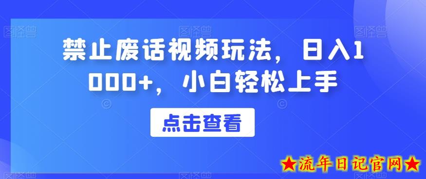 禁止废话视频玩法，日入1000+，小白轻松上手-流年日记