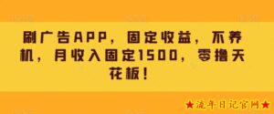 刷广告APP,固定收益,不养机,月收入固定1500,零撸天花板!-流年日记