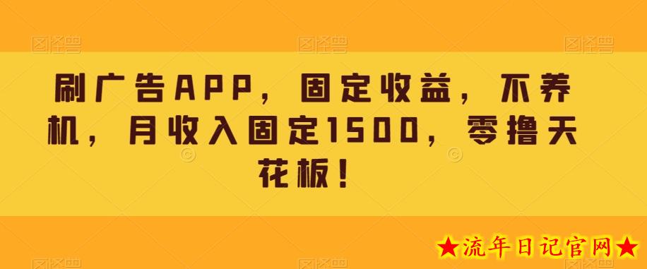 刷广告APP，固定收益，不养机，月收入固定1500，零撸天花板！-流年日记