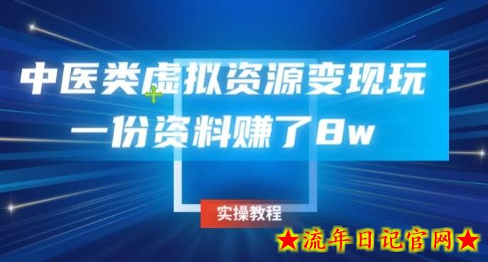 中医类虚拟资源变现玩法，一份资料赚了8w-流年日记