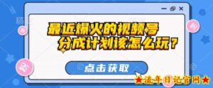 最近爆火的视频号创作分成计划到底该怎么玩?(附最新教程)-流年日记