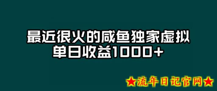 最近很火的咸鱼独家虚拟，单日收益1000+-流年日记