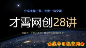 才霄网创28讲第02讲：手把手教你，30分钟精通网站搭建-流年日记