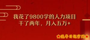 我花了9800学习，干了两年赚了70万的人力项目-流年日记