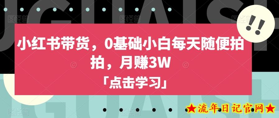 小红书带货，0基础小白每天随便拍拍，月赚3W【揭秘】-流年日记