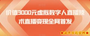 价值3000元虚拟数字人直播技术直播变现全网首发【揭秘】-流年日记